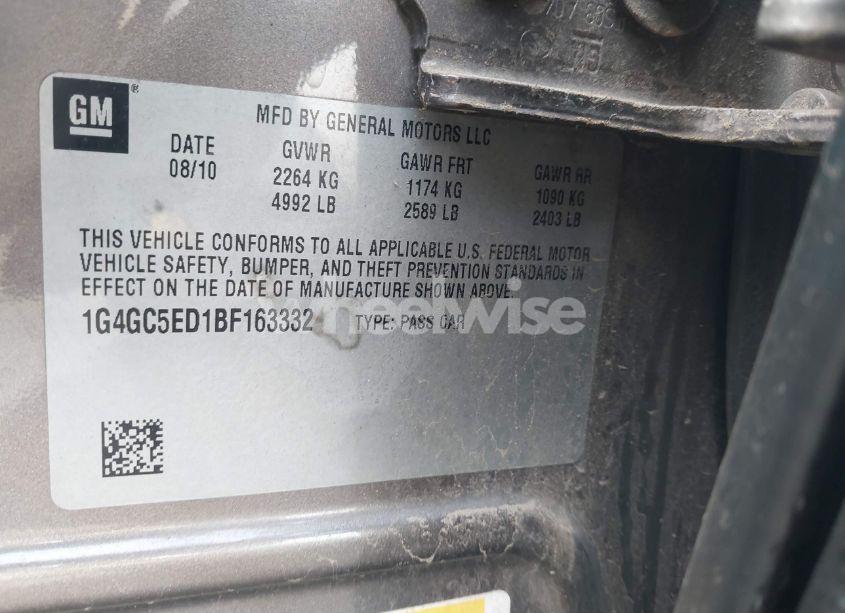 Photo 9 of 2011 Buick Lacrosse CXL (VIN 1G4GC5ED1BF163332)