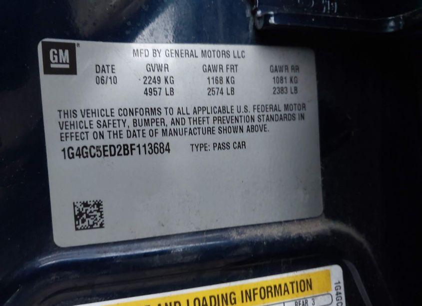 Photo 11 of 2011 Buick Lacrosse CXL (VIN 1G4GC5ED2BF113684)