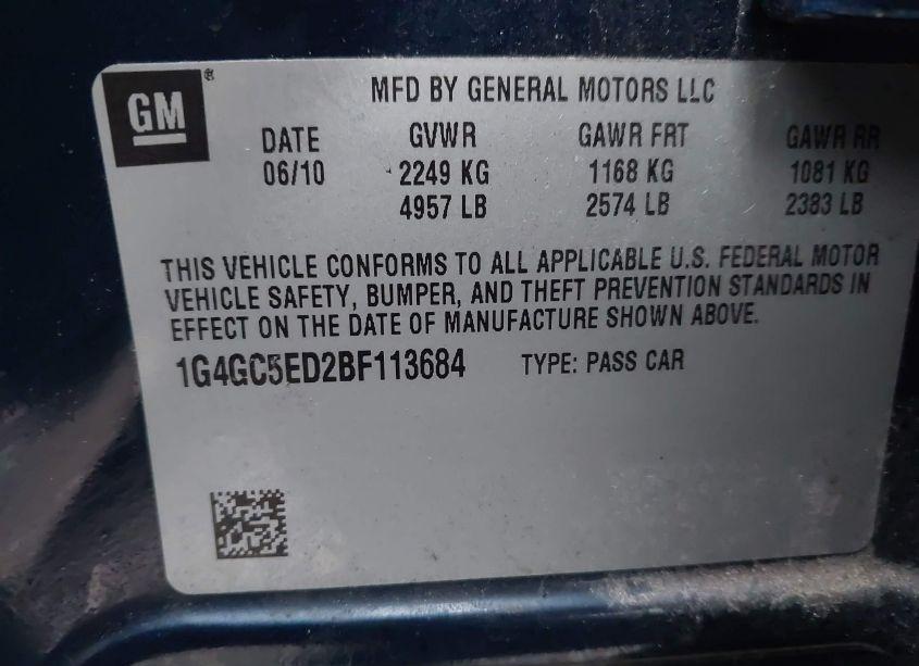 Photo 9 of 2011 Buick Lacrosse CXL (VIN 1G4GC5ED2BF113684)