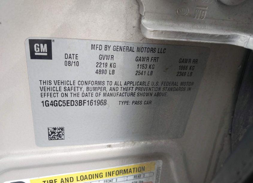 Photo 9 of 2011 Buick Lacrosse CXL (VIN 1G4GC5ED3BF161968)