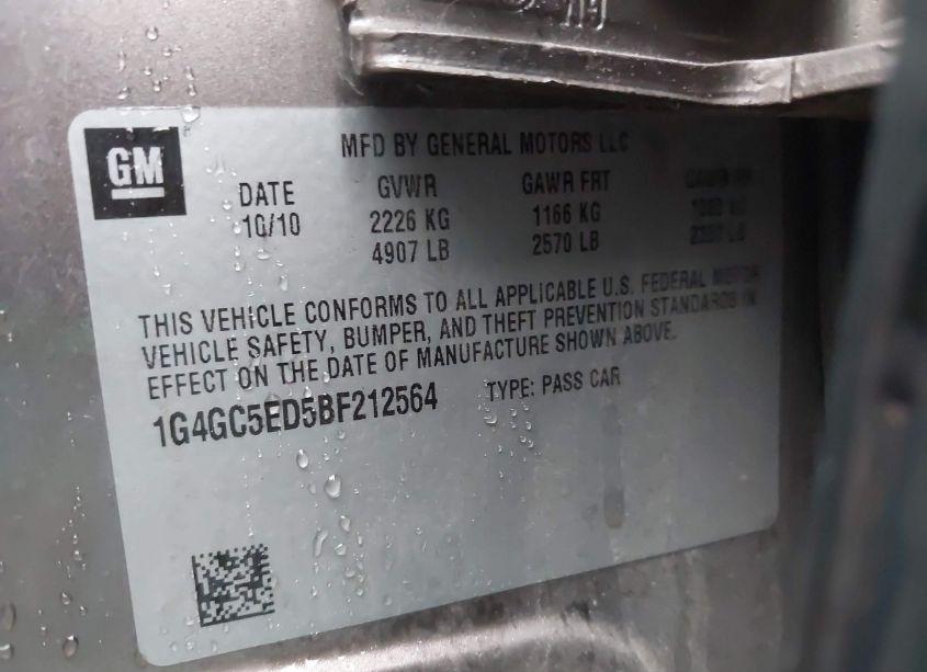 Photo 9 of 2011 Buick Lacrosse CXL (VIN 1G4GC5ED5BF212564)