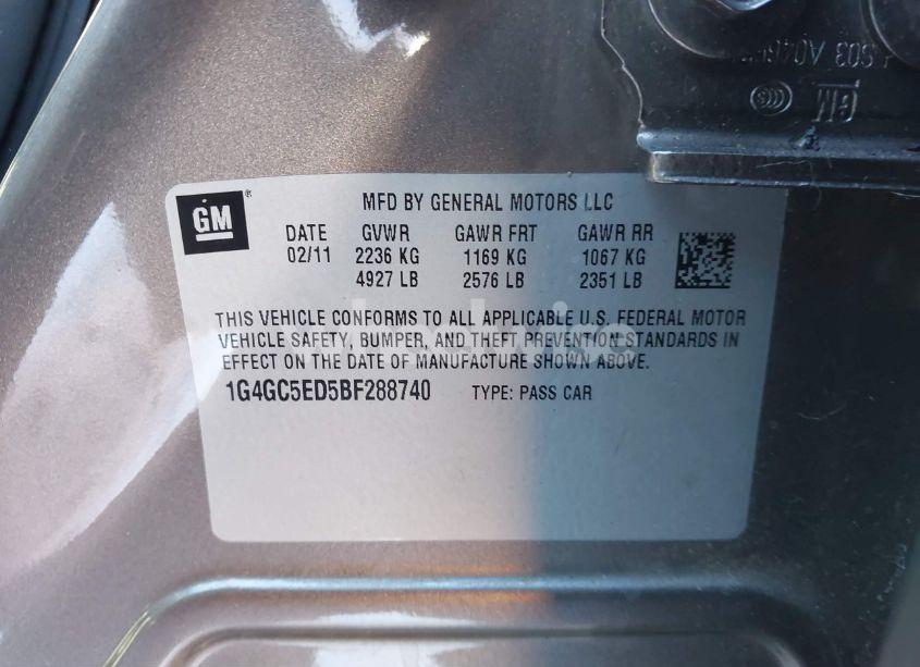 Photo 9 of 2011 Buick Lacrosse CXL (VIN 1G4GC5ED5BF288740)