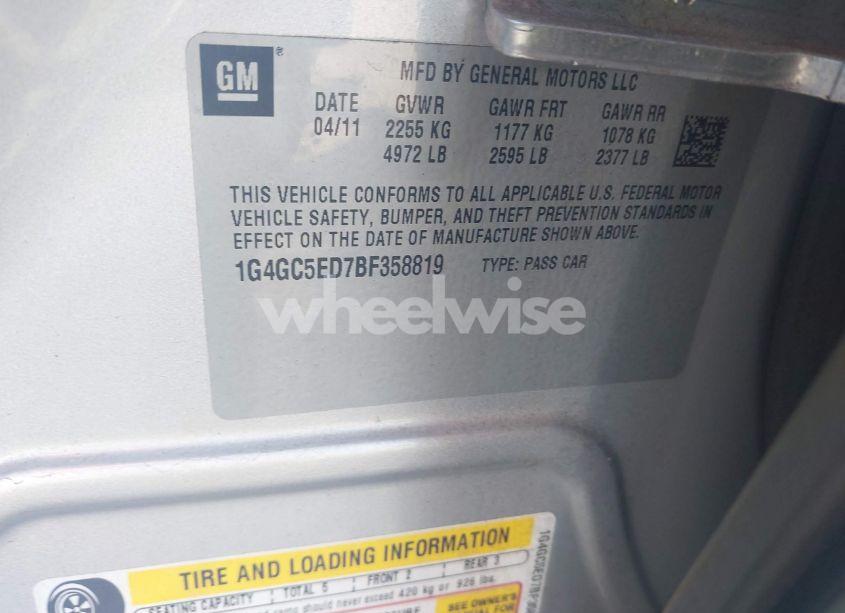 Photo 9 of 2011 Buick Lacrosse CXL (VIN 1G4GC5ED7BF358819)