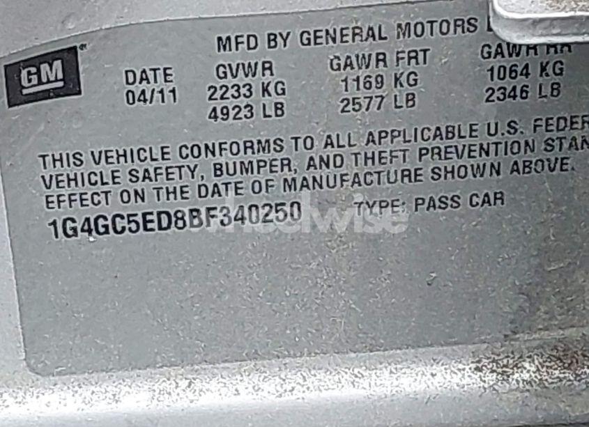 Photo 9 of 2011 Buick Lacrosse CXL (VIN 1G4GC5ED8BF340250)