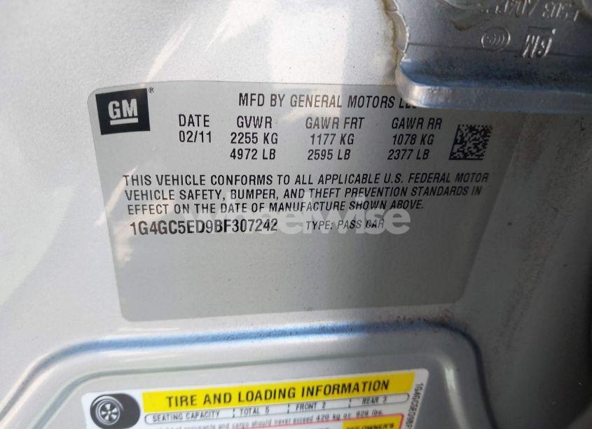 Photo 9 of 2011 Buick Lacrosse CXL (VIN 1G4GC5ED9BF307242)