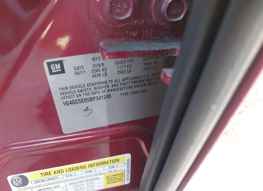 Photo 9 of 2011 Buick Lacrosse CXL (VIN 1G4GC5ED9BF341245)