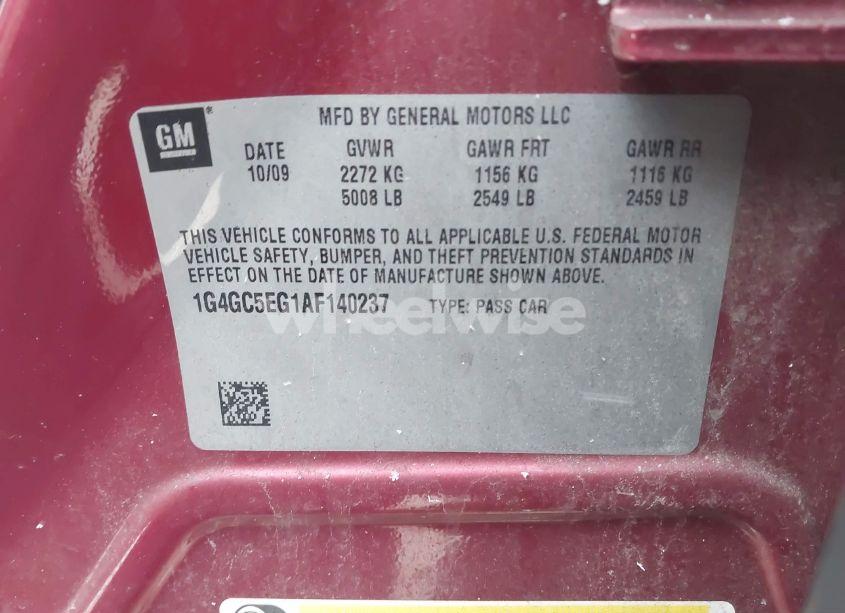 Photo 9 of 2010 Buick Lacrosse CXL (VIN 1G4GC5EG1AF140237)