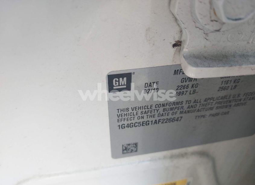 Photo 9 of 2010 Buick Lacrosse CXL (VIN 1G4GC5EG1AF226647)