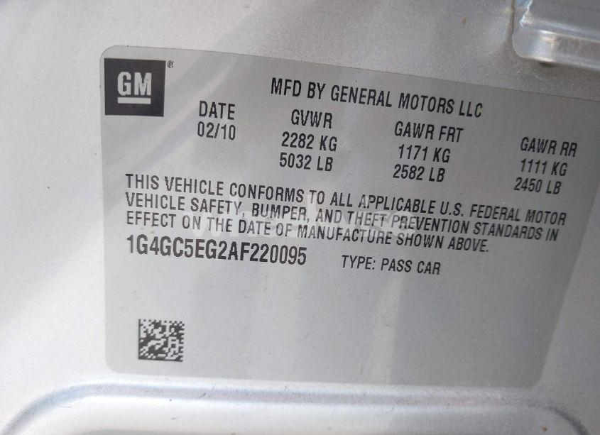 Photo 9 of 2010 Buick Lacrosse CXL (VIN 1G4GC5EG2AF220095)