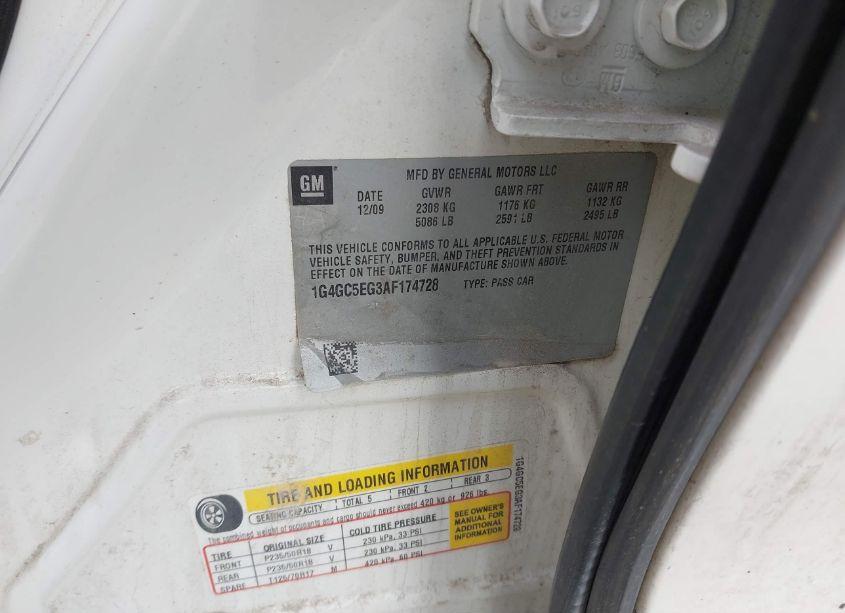 Photo 9 of 2010 Buick Lacrosse CXL (VIN 1G4GC5EG3AF174728)