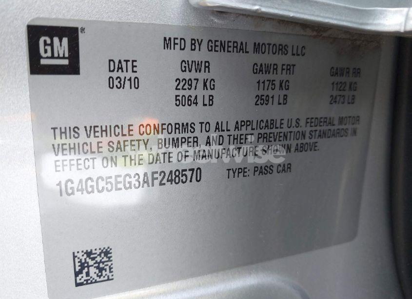 Photo 9 of 2010 Buick Lacrosse CXL (VIN 1G4GC5EG3AF248570)