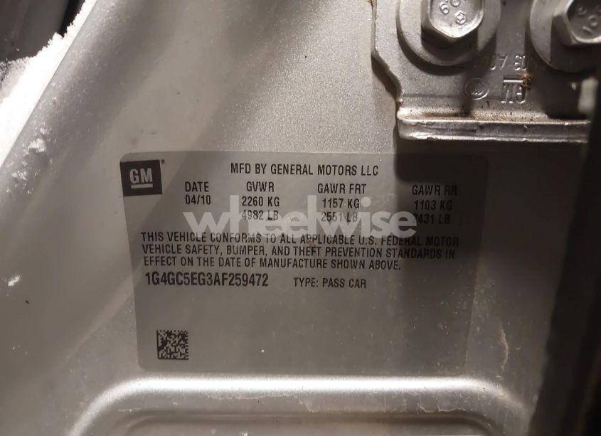 Photo 9 of 2010 Buick Lacrosse CXL (VIN 1G4GC5EG3AF259472)