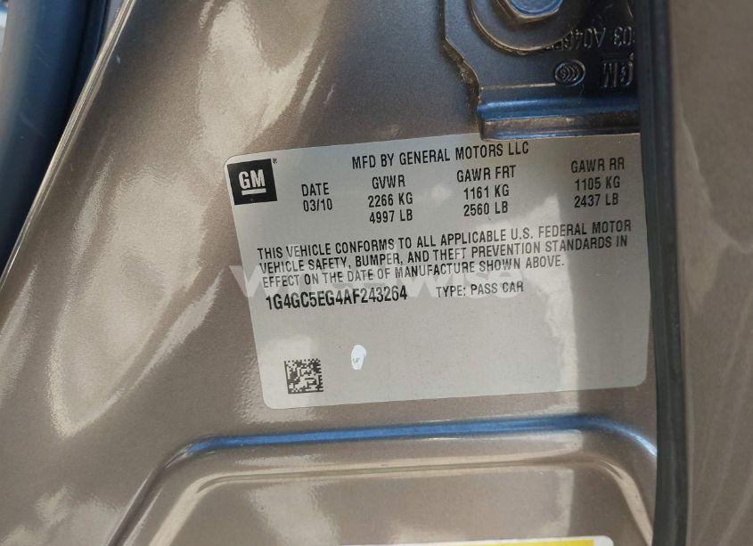 Photo 9 of 2010 Buick Lacrosse CXL (VIN 1G4GC5EG4AF243264)