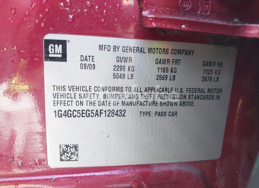 Photo 9 of 2010 Buick Lacrosse CXL (VIN 1G4GC5EG5AF128432)