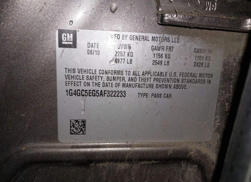 Photo 9 of 2010 Buick Lacrosse CXL (VIN 1G4GC5EG5AF322233)