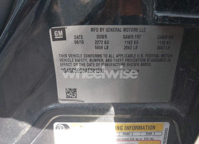 Photo 9 of 2010 Buick Lacrosse CXL (VIN 1G4GC5EG6AF321592)