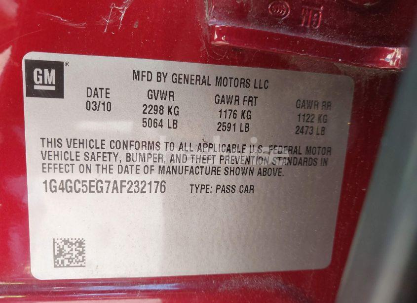 Photo 9 of 2010 Buick Lacrosse CXL (VIN 1G4GC5EG7AF232176)