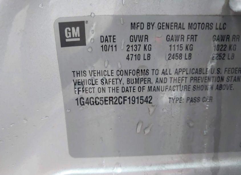 Photo 9 of 2012 Buick Lacrosse LEATHER GROUP (VIN 1G4GC5ER2CF191542)