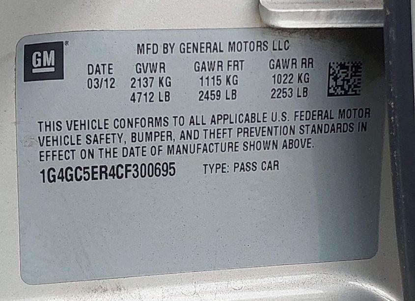 Photo 9 of 2012 Buick Lacrosse LEATHER GROUP (VIN 1G4GC5ER4CF300695)