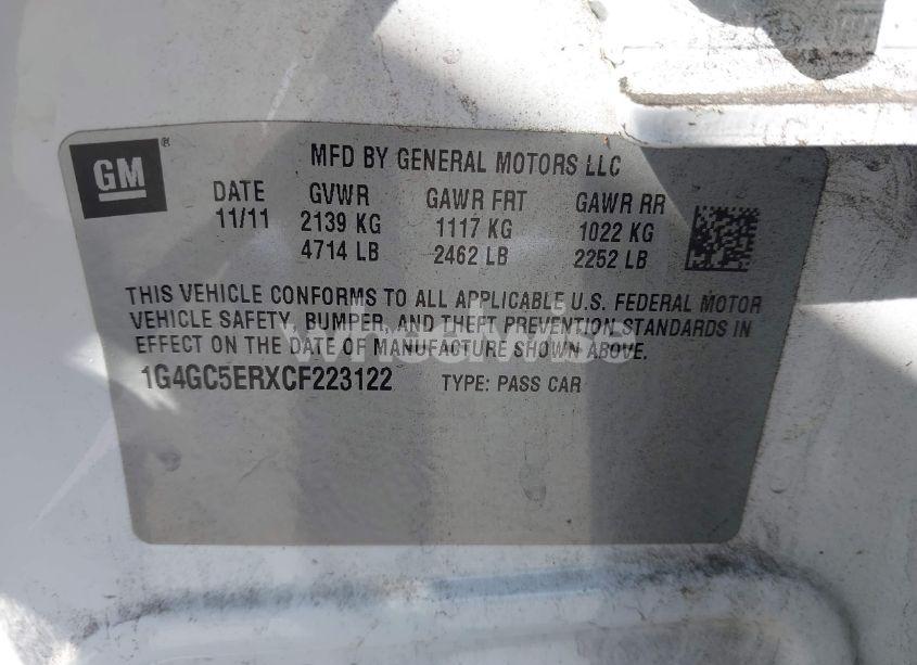 Photo 9 of 2012 Buick Lacrosse LEATHER GROUP (VIN 1G4GC5ERXCF223122)