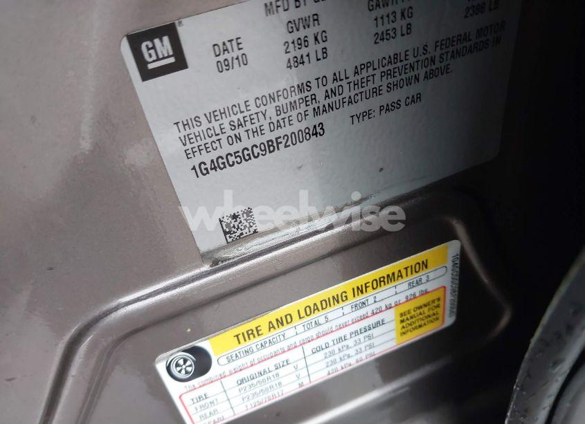 Photo 9 of 2011 Buick Lacrosse CXL (VIN 1G4GC5GC9BF200843)