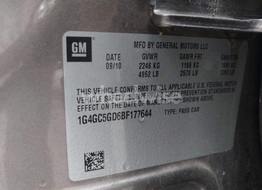 Photo 9 of 2011 Buick Lacrosse CXL (VIN 1G4GC5GD6BF177644)