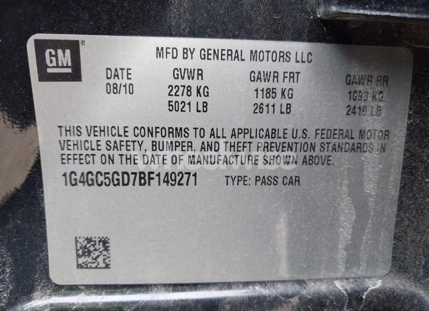 Photo 9 of 2011 Buick Lacrosse CXL (VIN 1G4GC5GD7BF149271)