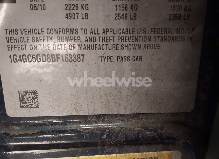 Photo 9 of 2011 Buick Lacrosse CXL (VIN 1G4GC5GD8BF163387)