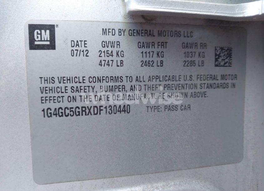 Photo 9 of 2013 Buick Lacrosse LEATHER GROUP (VIN 1G4GC5GRXDF130440)