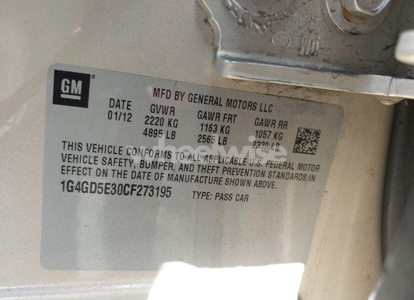 Photo 9 of 2012 Buick Lacrosse PREMIUM 1 GROUP (VIN 1G4GD5E30CF273195)