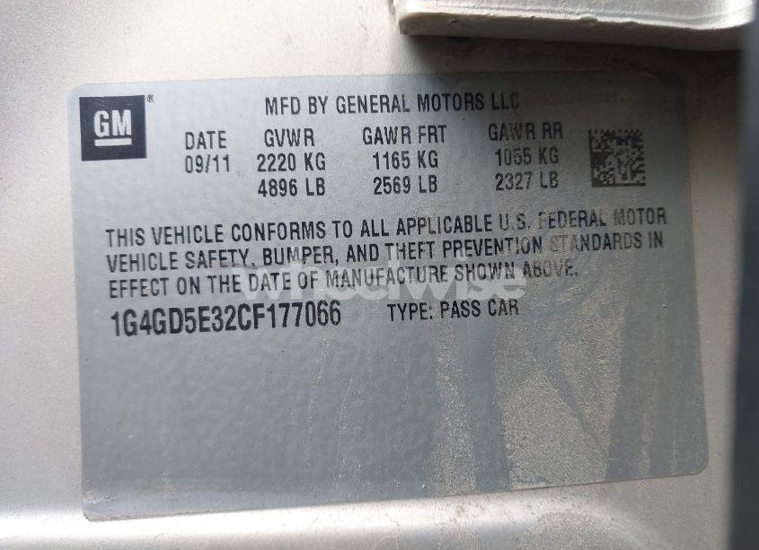 Photo 9 of 2012 Buick Lacrosse PREMIUM 1 GROUP (VIN 1G4GD5E32CF177066)