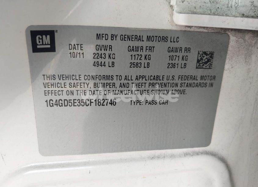 Photo 9 of 2012 Buick Lacrosse PREMIUM 1 GROUP (VIN 1G4GD5E35CF182746)