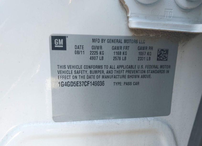 Photo 9 of 2012 Buick Lacrosse PREMIUM 1 GROUP (VIN 1G4GD5E37CF149036)