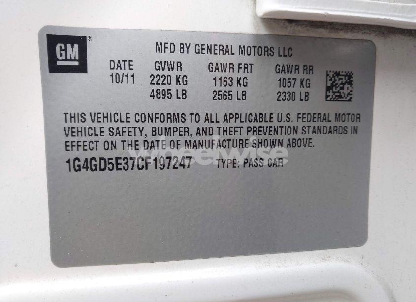 Photo 9 of 2012 Buick Lacrosse PREMIUM 1 GROUP (VIN 1G4GD5E37CF197247)