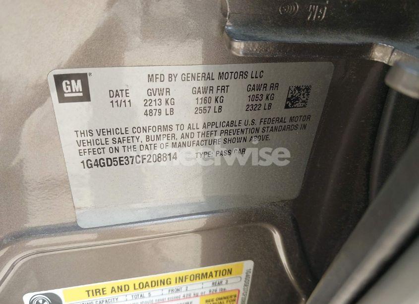 Photo 9 of 2012 Buick Lacrosse PREMIUM 1 GROUP (VIN 1G4GD5E37CF208814)