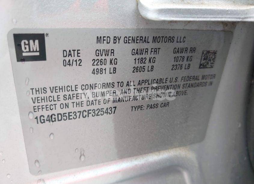 Photo 9 of 2012 Buick Lacrosse PREMIUM 1 GROUP (VIN 1G4GD5E37CF325437)