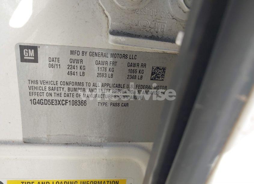 Photo 9 of 2012 Buick Lacrosse PREMIUM 1 GROUP (VIN 1G4GD5E3XCF108366)