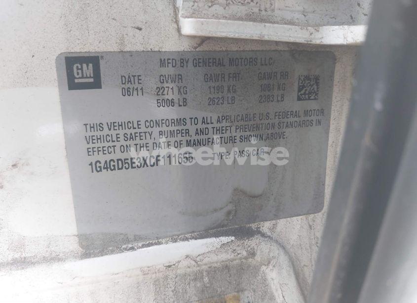 Photo 9 of 2012 Buick Lacrosse PREMIUM 1 GROUP (VIN 1G4GD5E3XCF111655)