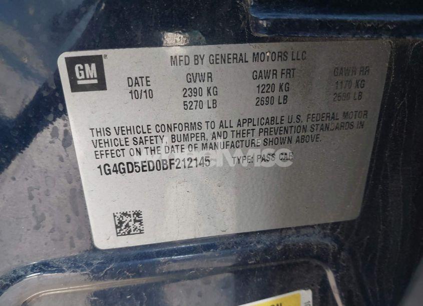 Photo 9 of 2011 Buick Lacrosse CXL (VIN 1G4GD5ED0BF212145)