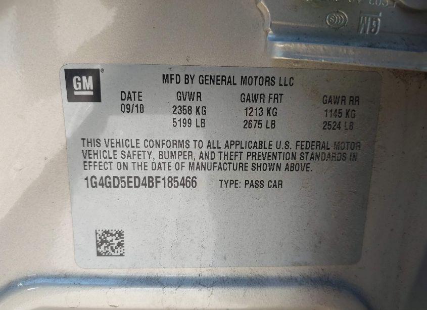 Photo 9 of 2011 Buick Lacrosse CXL (VIN 1G4GD5ED4BF185466)