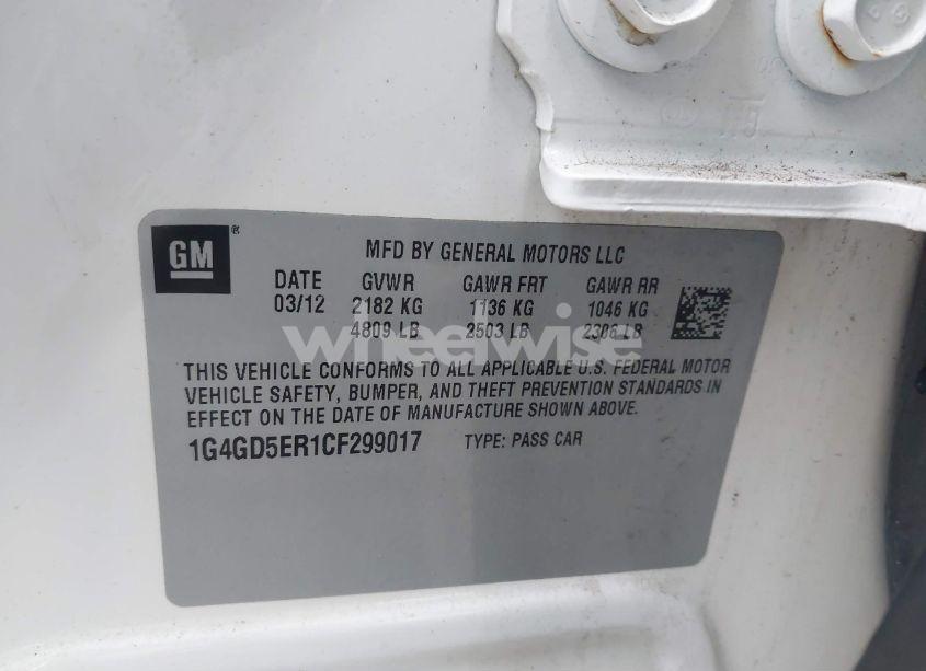 Photo 9 of 2012 Buick Lacrosse PREMIUM 1 GROUP (VIN 1G4GD5ER1CF299017)