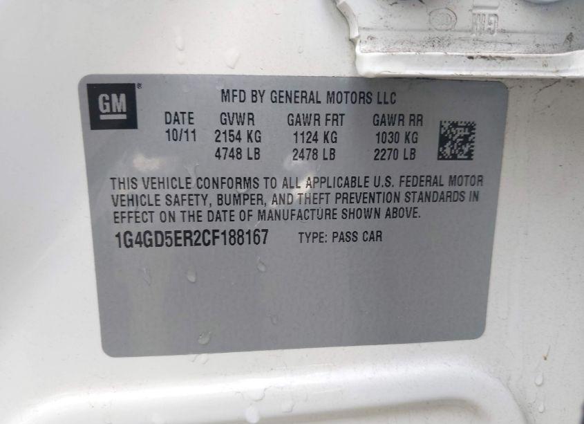 Photo 9 of 2012 Buick Lacrosse PREMIUM 1 GROUP (VIN 1G4GD5ER2CF188167)