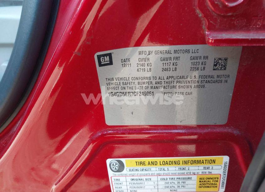 Photo 9 of 2012 Buick Lacrosse PREMIUM 1 GROUP (VIN 1G4GD5ER7CF249061)