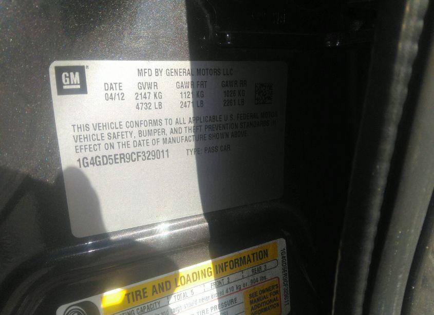 Photo 9 of 2012 Buick Lacrosse PREMIUM 1 GROUP (VIN 1G4GD5ER9CF329011)