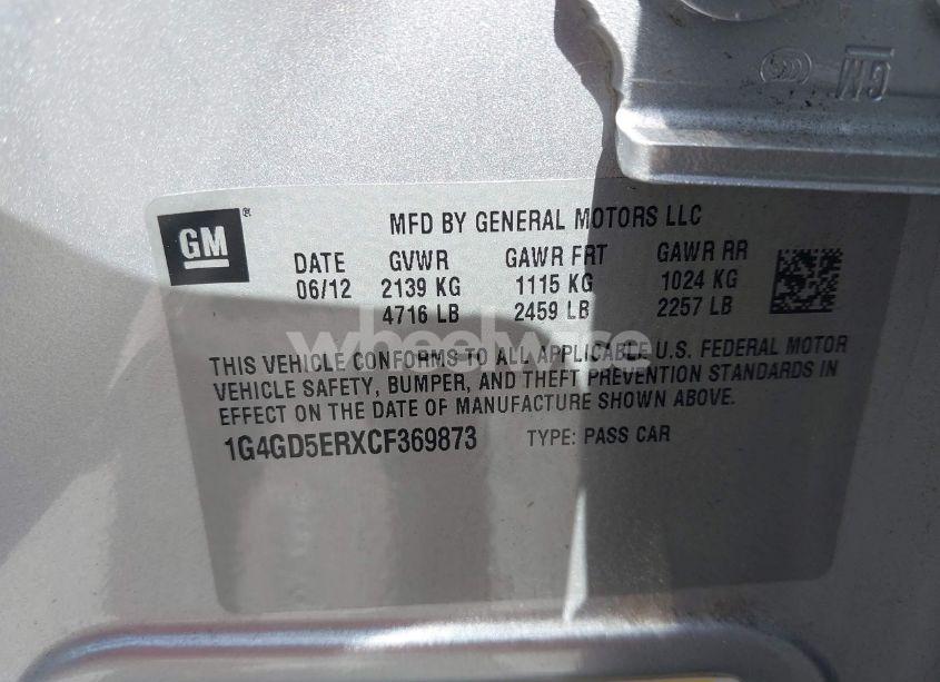 Photo 9 of 2012 Buick Lacrosse PREMIUM 1 GROUP (VIN 1G4GD5ERXCF369873)