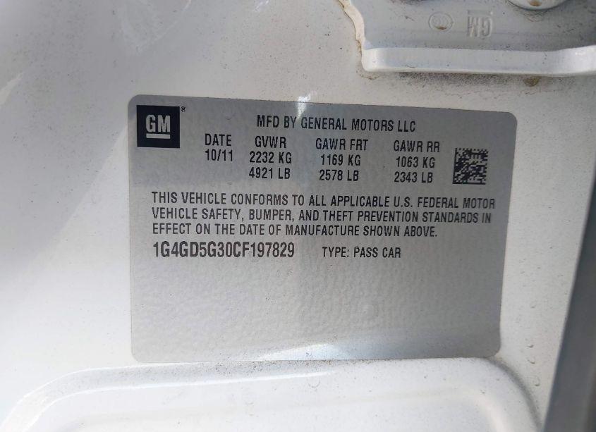 Photo 9 of 2012 Buick Lacrosse PREMIUM 1 GROUP (VIN 1G4GD5G30CF197829)