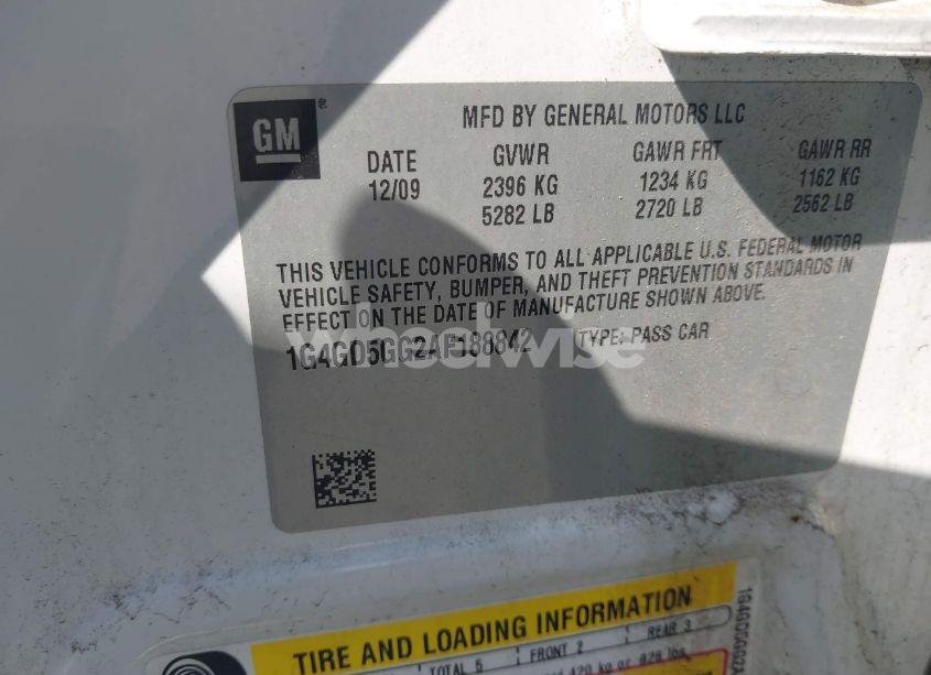 Photo 9 of 2010 Buick Lacrosse CXL (VIN 1G4GD5GG2AF188842)