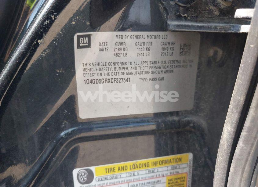 Photo 9 of 2012 Buick Lacrosse PREMIUM 1 GROUP (VIN 1G4GD5GRXCF327541)