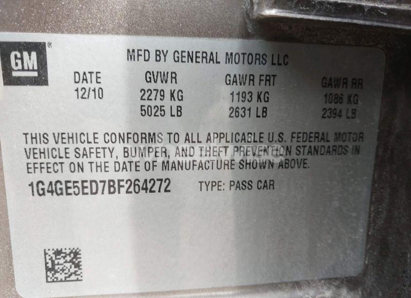 Photo 9 of 2011 Buick Lacrosse CXS (VIN 1G4GE5ED7BF264272)