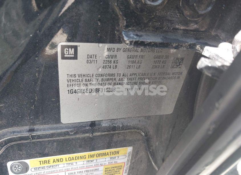 Photo 9 of 2011 Buick Lacrosse CXS (VIN 1G4GE5ED9BF315898)